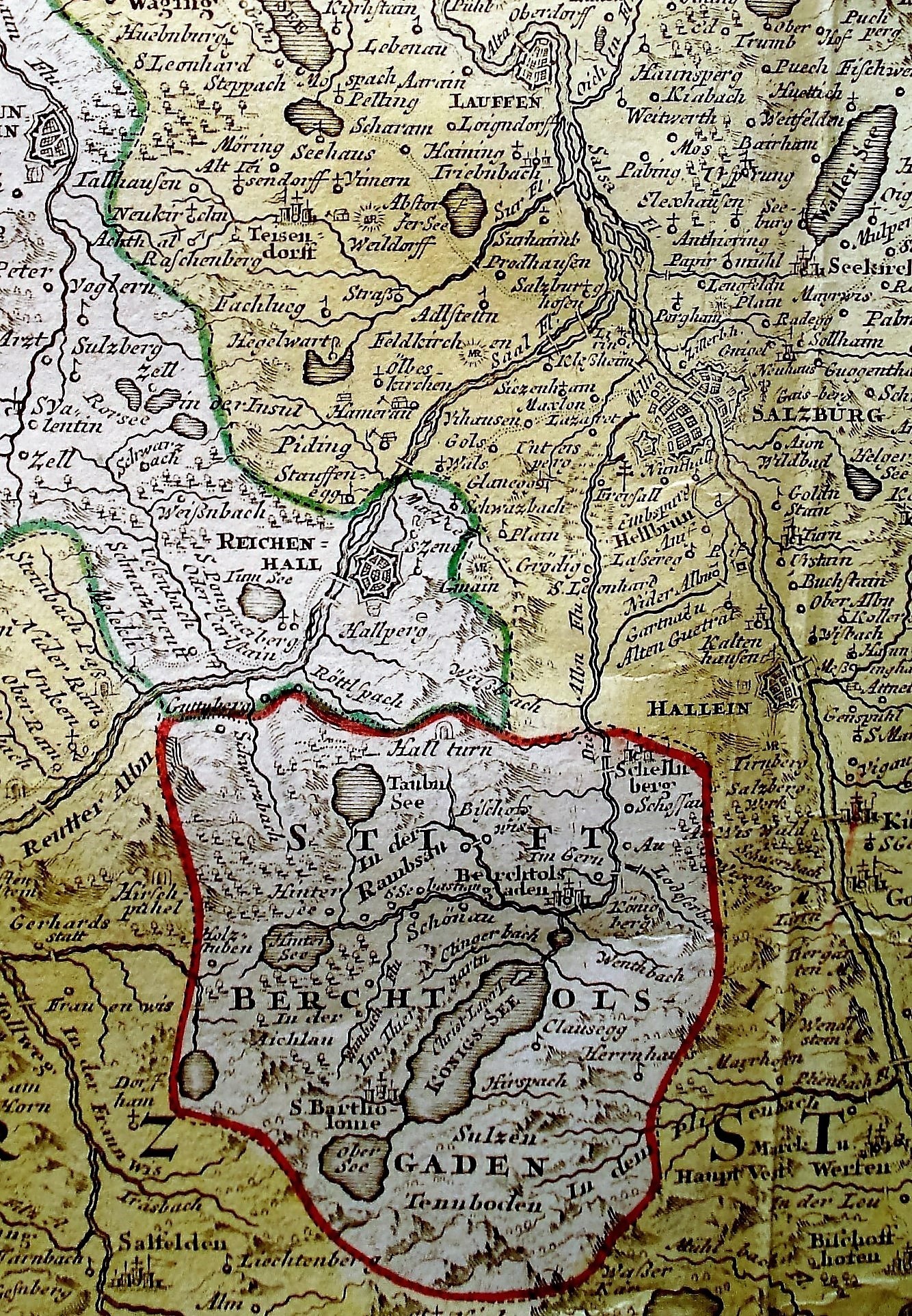 Karte des Erzstifts Salzburg (Ausschnitt) von Johann Baptist Homann, Nürnberg 1710