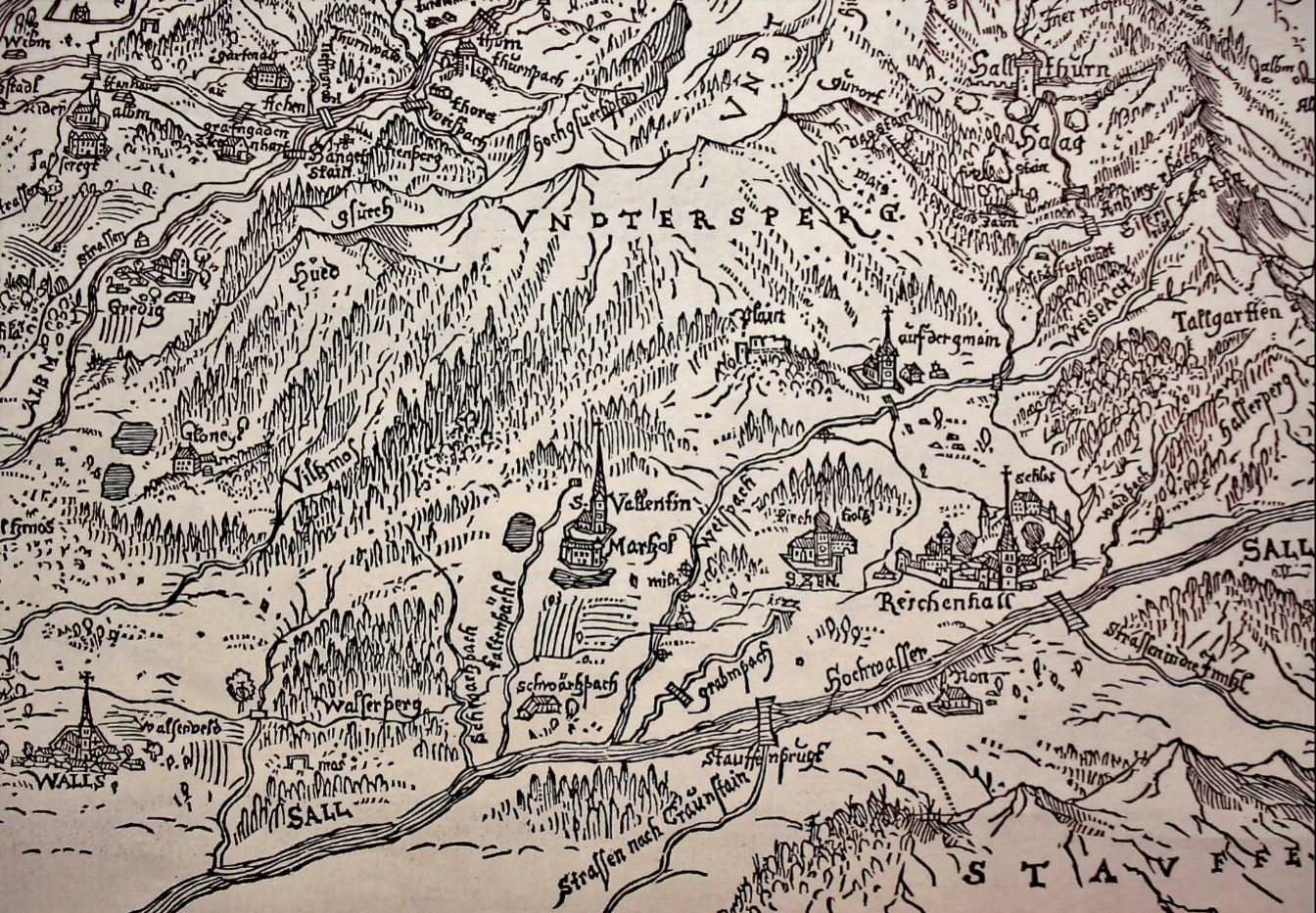 Johann Faistenauer, Karte der Fürstpropstei Berchtesgaden, Ausschnitt. (Foto Andreas Hirsch)