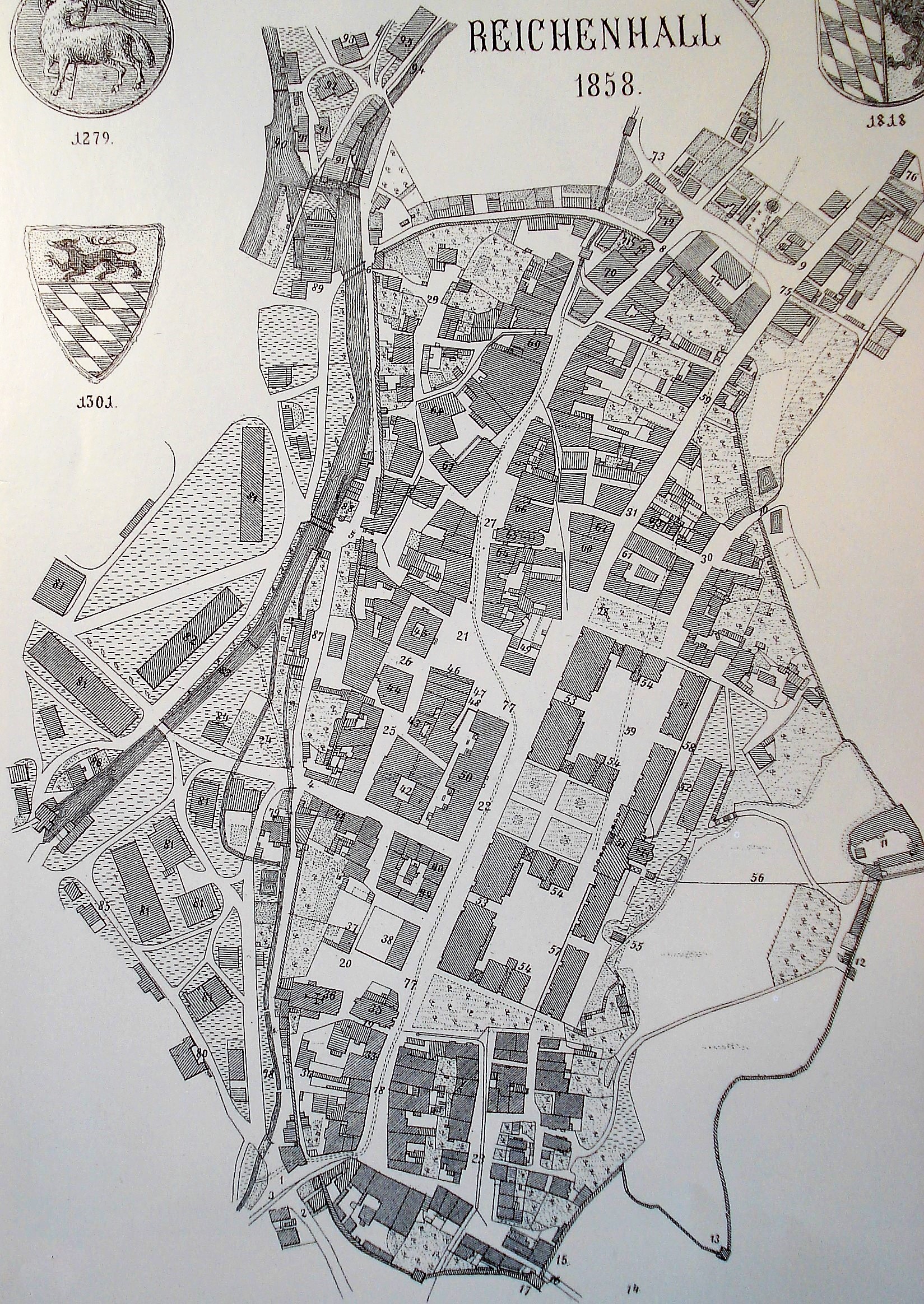 Stadtplan Reichenhall 1858